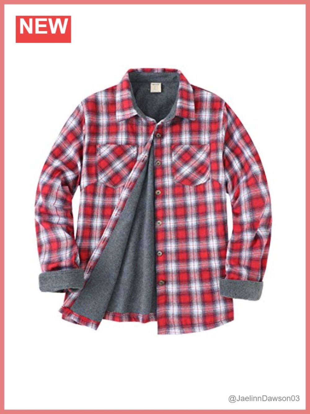 Fleece Lined Plaid Button Down Flannel Shirt Jacket